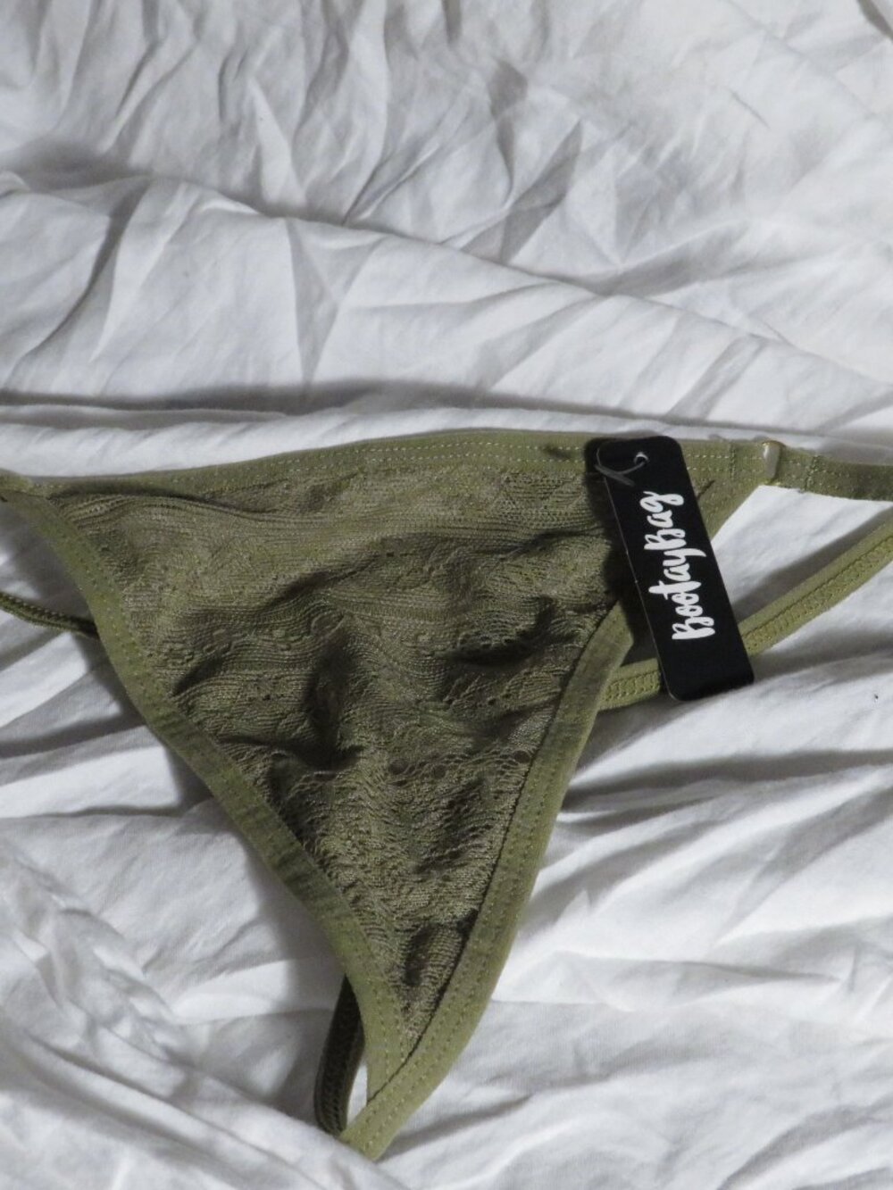 NWT BootayBag Olive Green Mesh Thong Panty size Small Sexy Lingerie Underwear